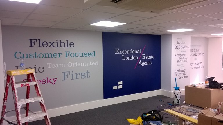 Wall graphics installed at Dexters Pimlico, London