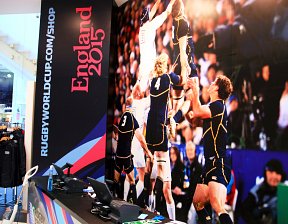 Rugby World Cup shop, Westfield - wall display