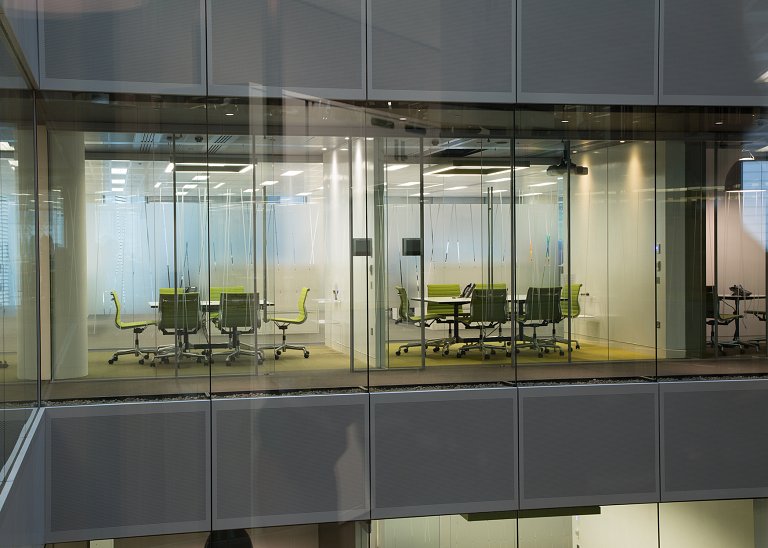 Window frosting on glass office panels