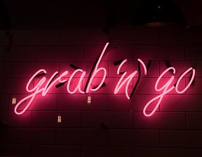 Grab 'n' go pink neon sign