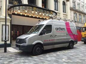 Archers van outside the London Palladium