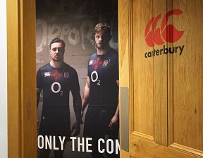 The Rugby Store changing room with Canterbury sponsorship branding