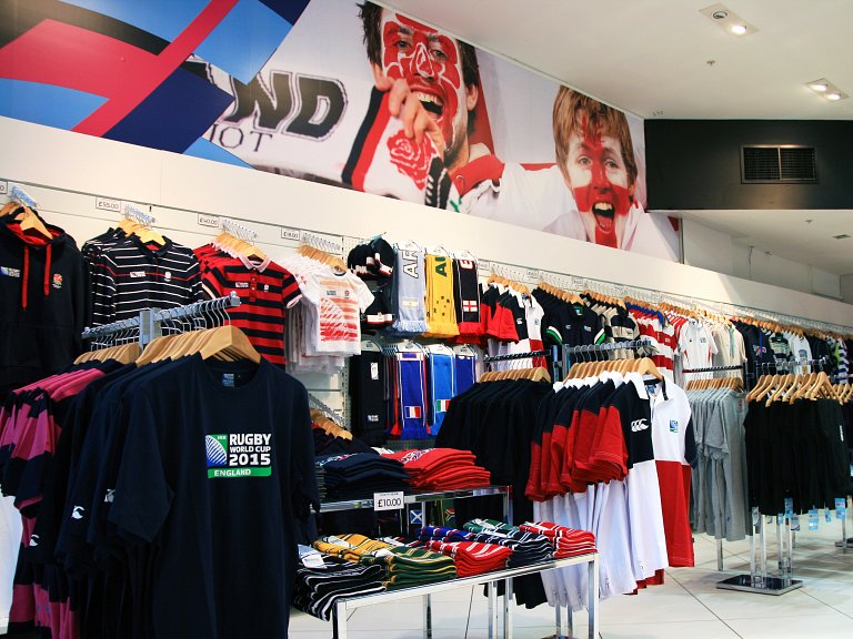 Inside the Rugby Store pop-up shop at Westfield, London